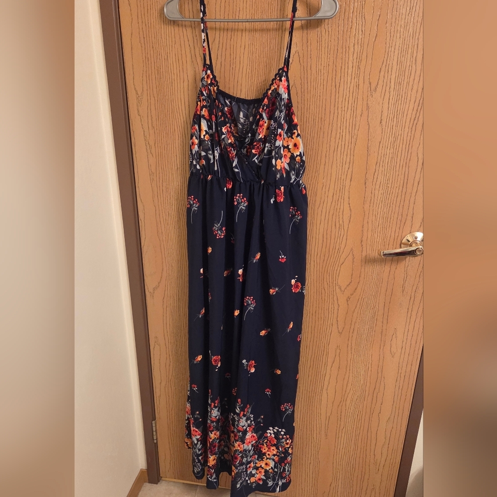 SHEIN Curve Floral Dress in Navy and Pink